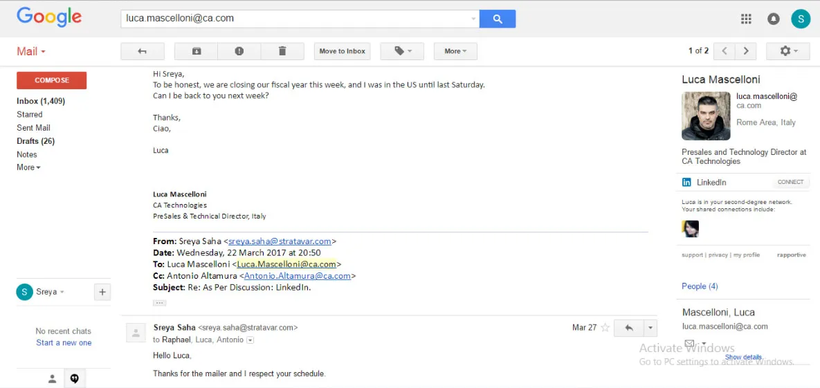 Second follow-up email in the CA Technologies sequence
