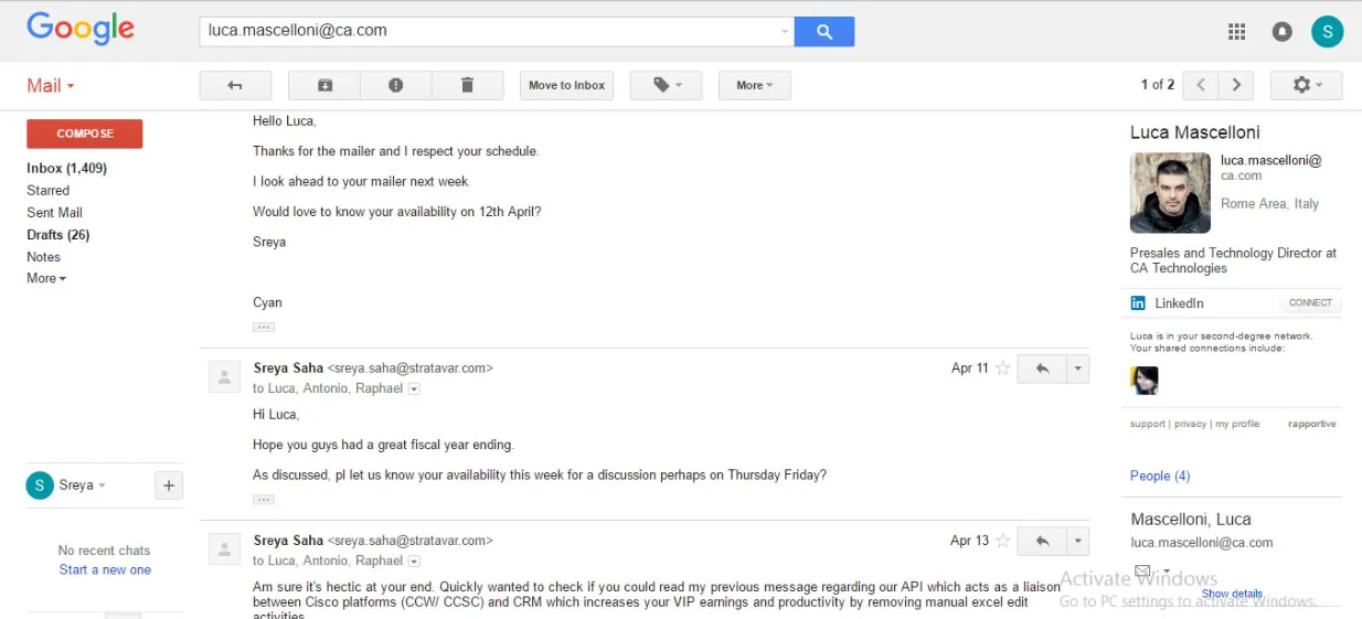 Third follow-up email in the CA Technologies sequence