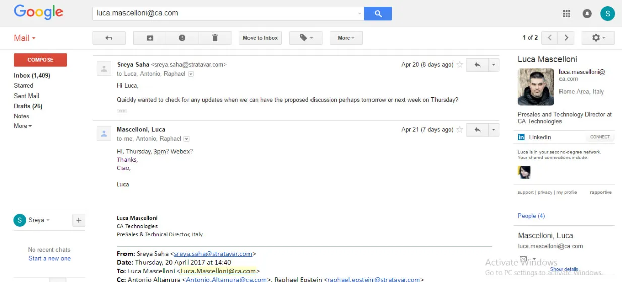 Final reply from CA Technologies confirming the appointment